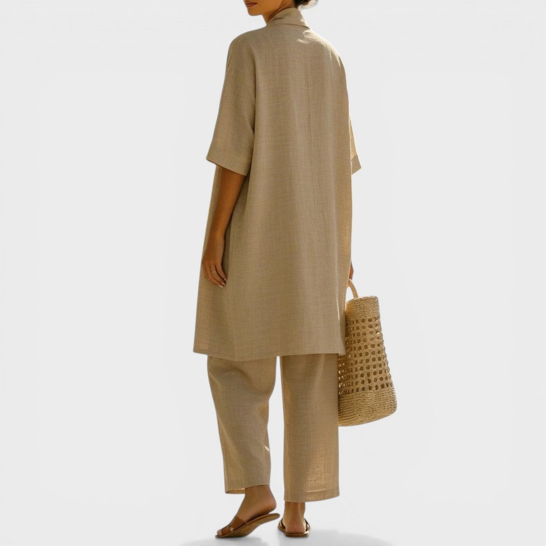 Conjunto Elegante de Tres Piezas Mujer Lino