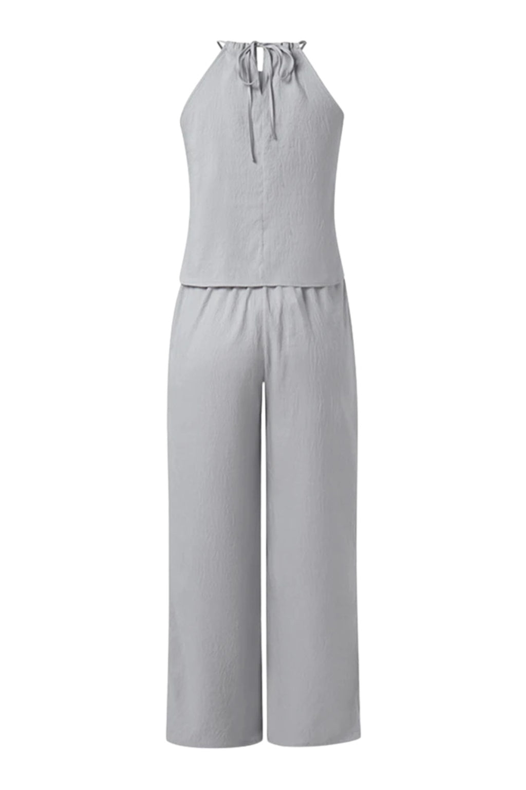 Conjunto Top Halter y Pantalón Palazzo Mujer Cintura Ajustable