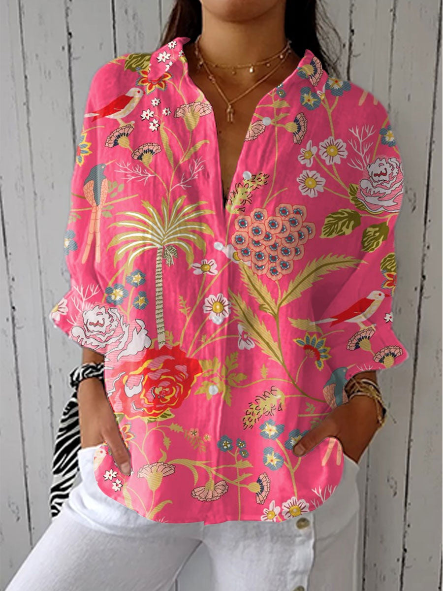 Consuelo | Blusa Tropical Estampada Mujer Escote V