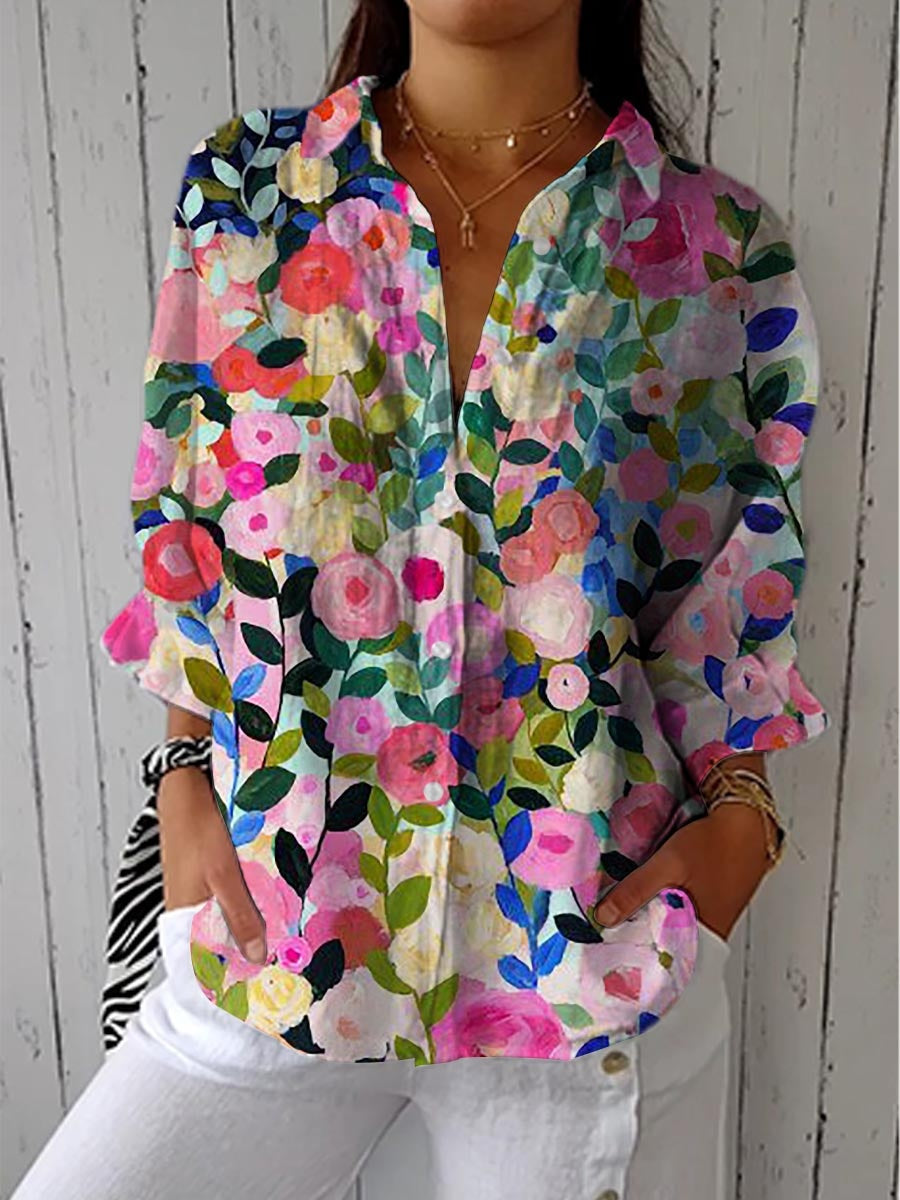 Consuelo | Blusa Tropical Estampada Mujer Escote V