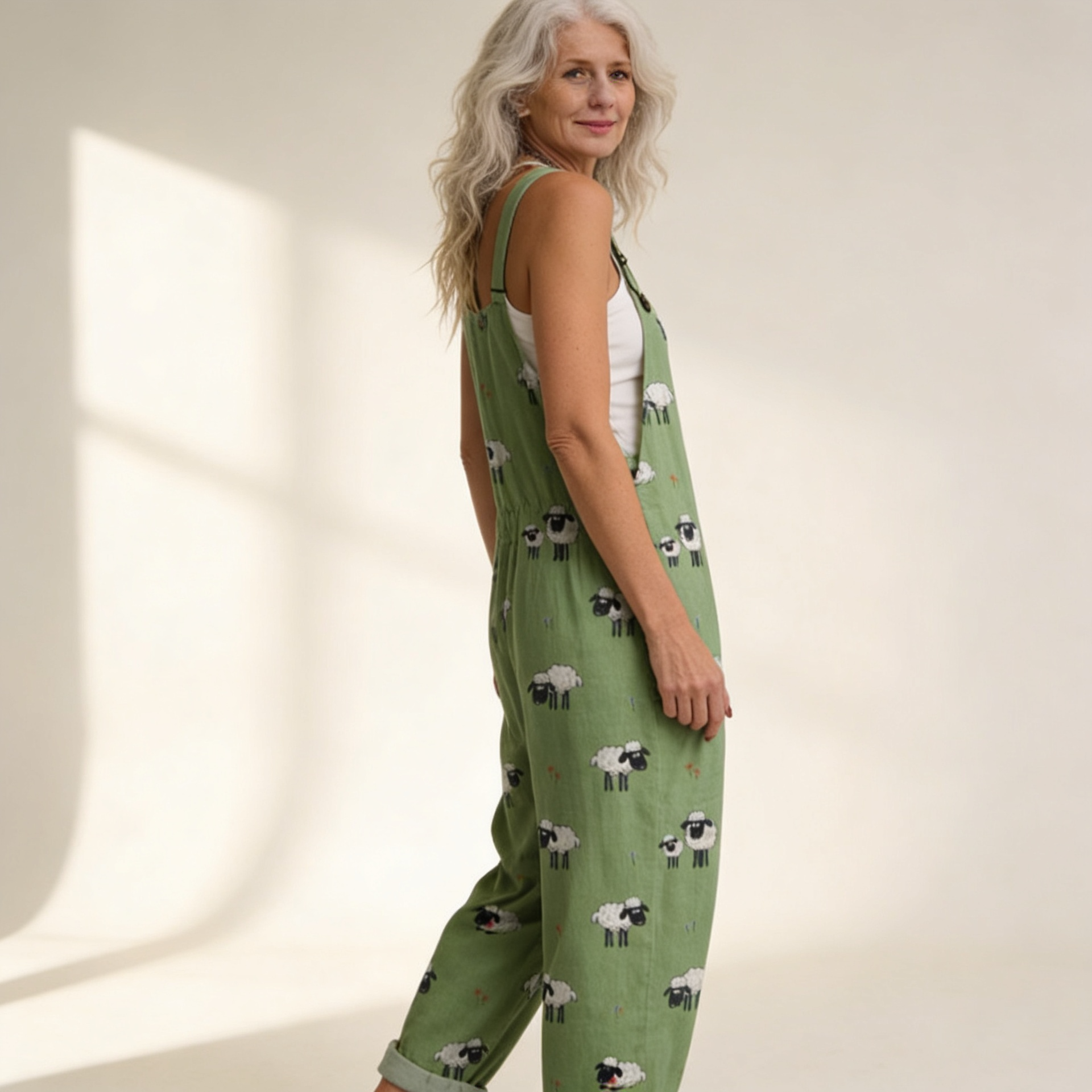 Consuelo | Mono Peto Estampado Casual Mujer Tirantes Ajustables