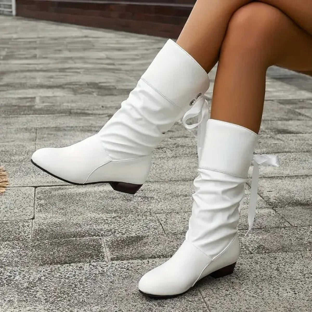 Covadonga | Botas Planas Mujer Caña Media con Cordones