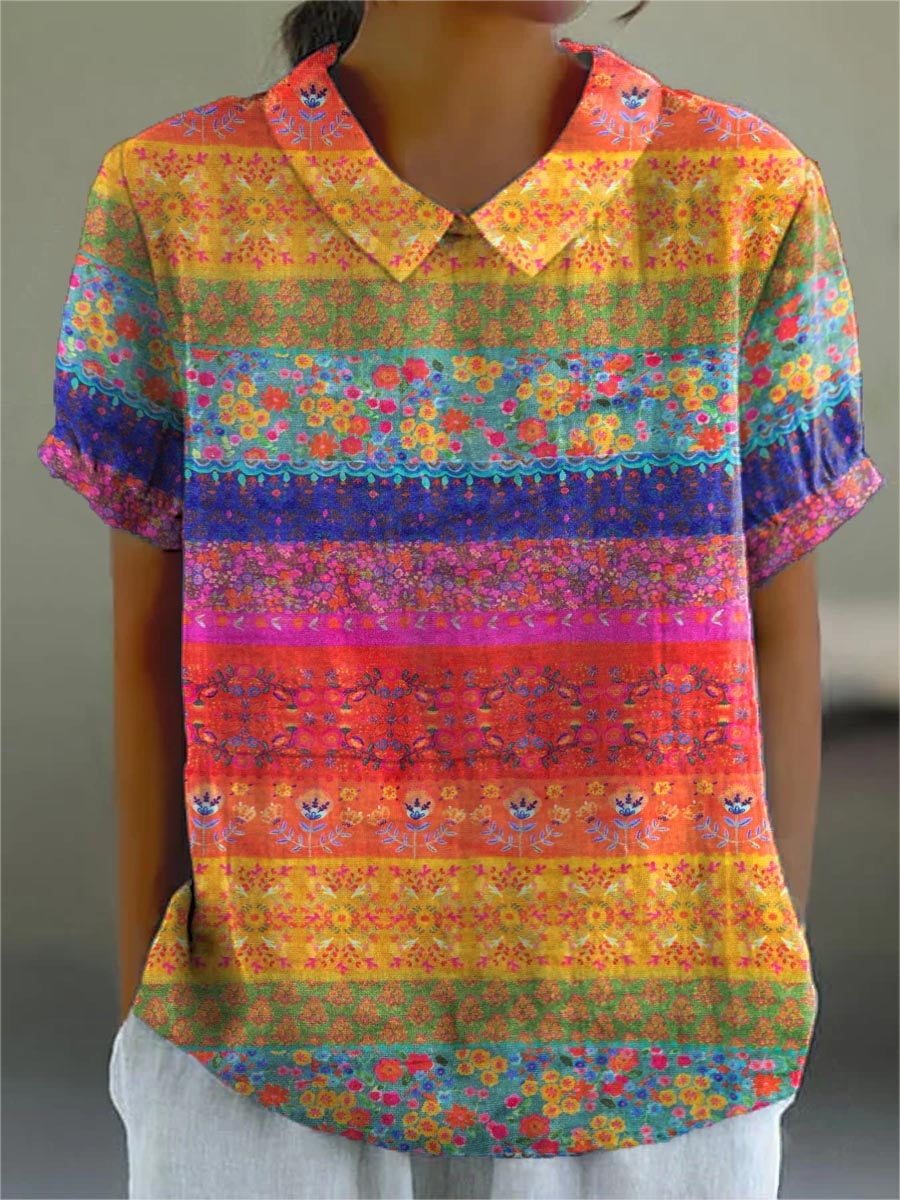 Covadonga | Camisa Oversize Estampada de Manga Corta Mujer