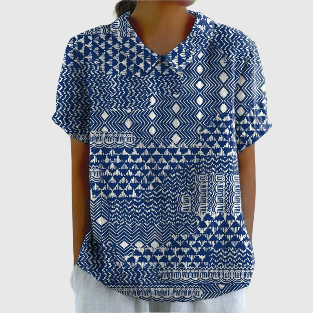 Covadonga | Camisa Oversize Estampada de Manga Corta Mujer