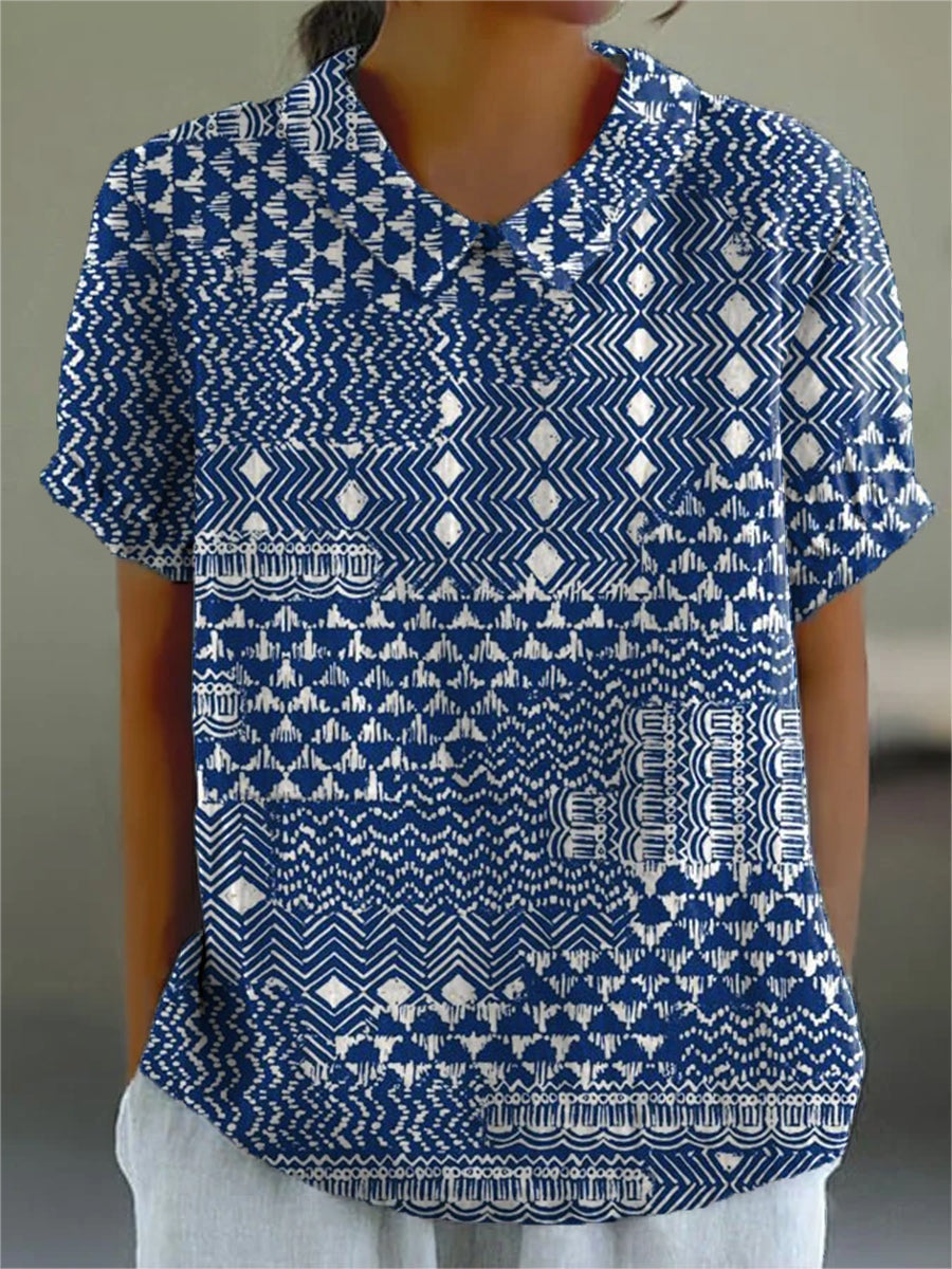 Covadonga | Camisa Oversize Estampada de Manga Corta Mujer