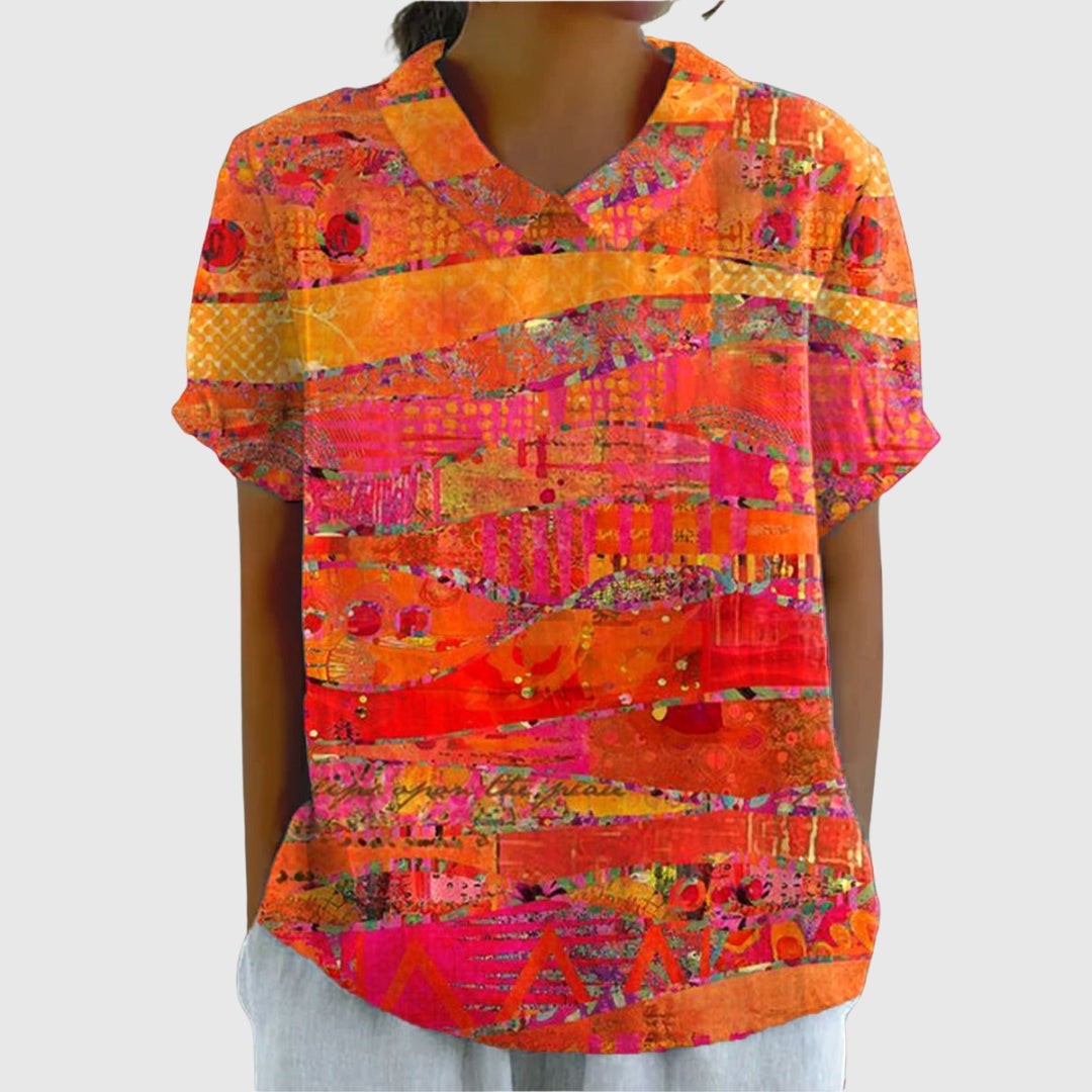 Covadonga | Camisa Oversize Estampada de Manga Corta Mujer