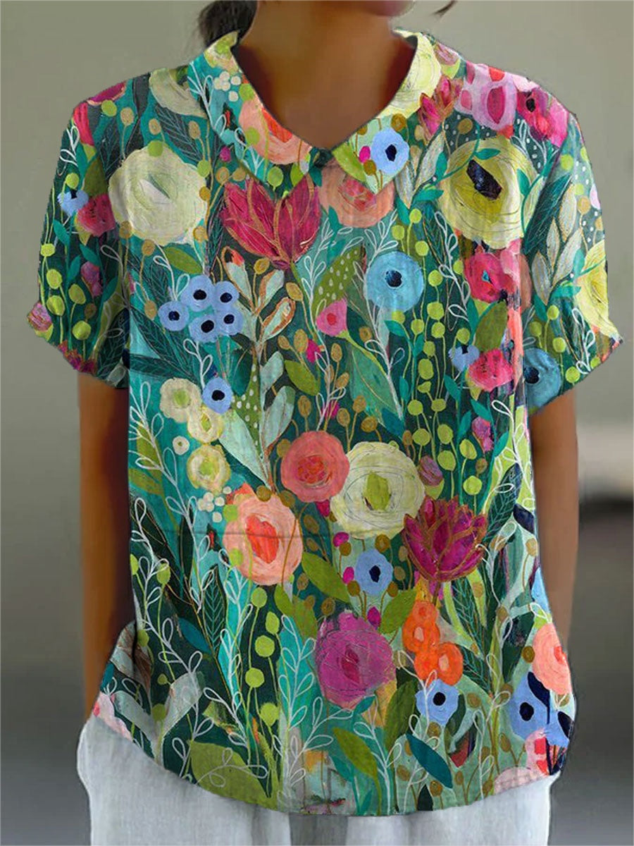 Covadonga | Camisa Oversize Estampada de Manga Corta Mujer