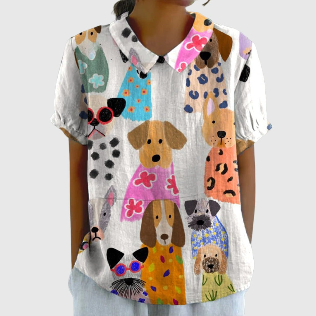 Covadonga | Camisa Oversize Estampada de Manga Corta Mujer