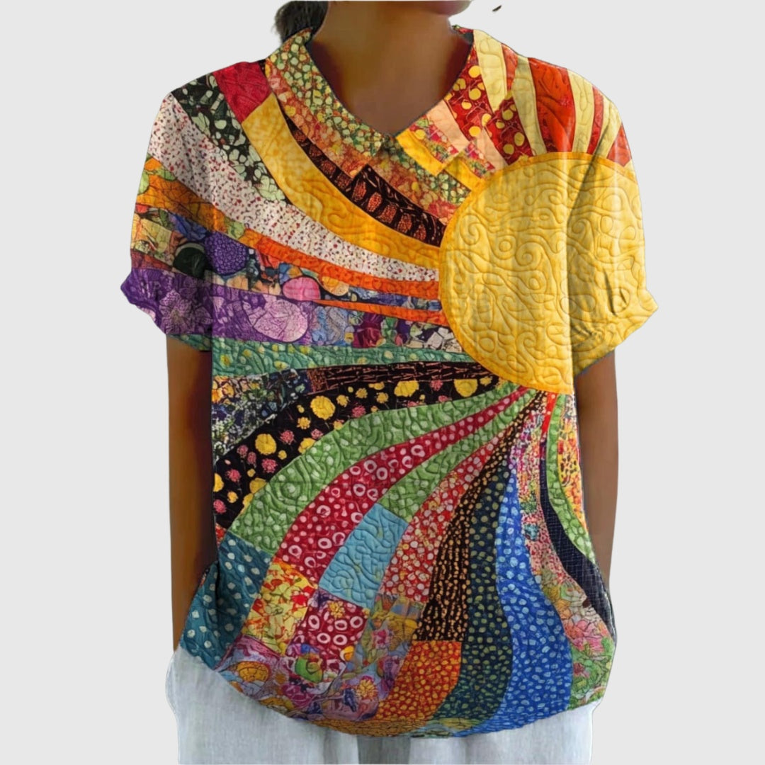 Covadonga | Camisa Oversize Estampada de Manga Corta Mujer