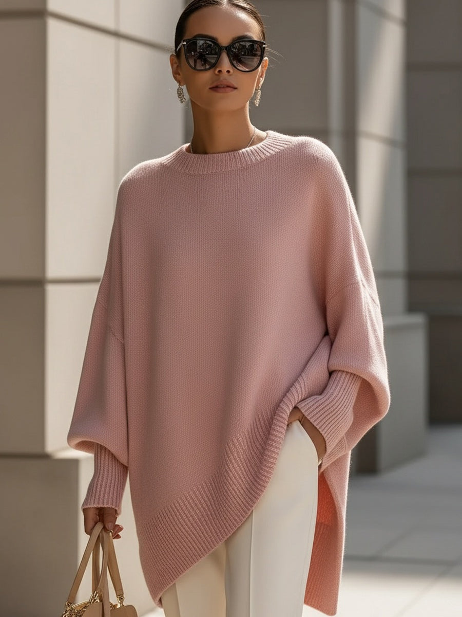 Covadonga | Jersey Oversize Asimétrico de Punto Mujer Cuello Redondo