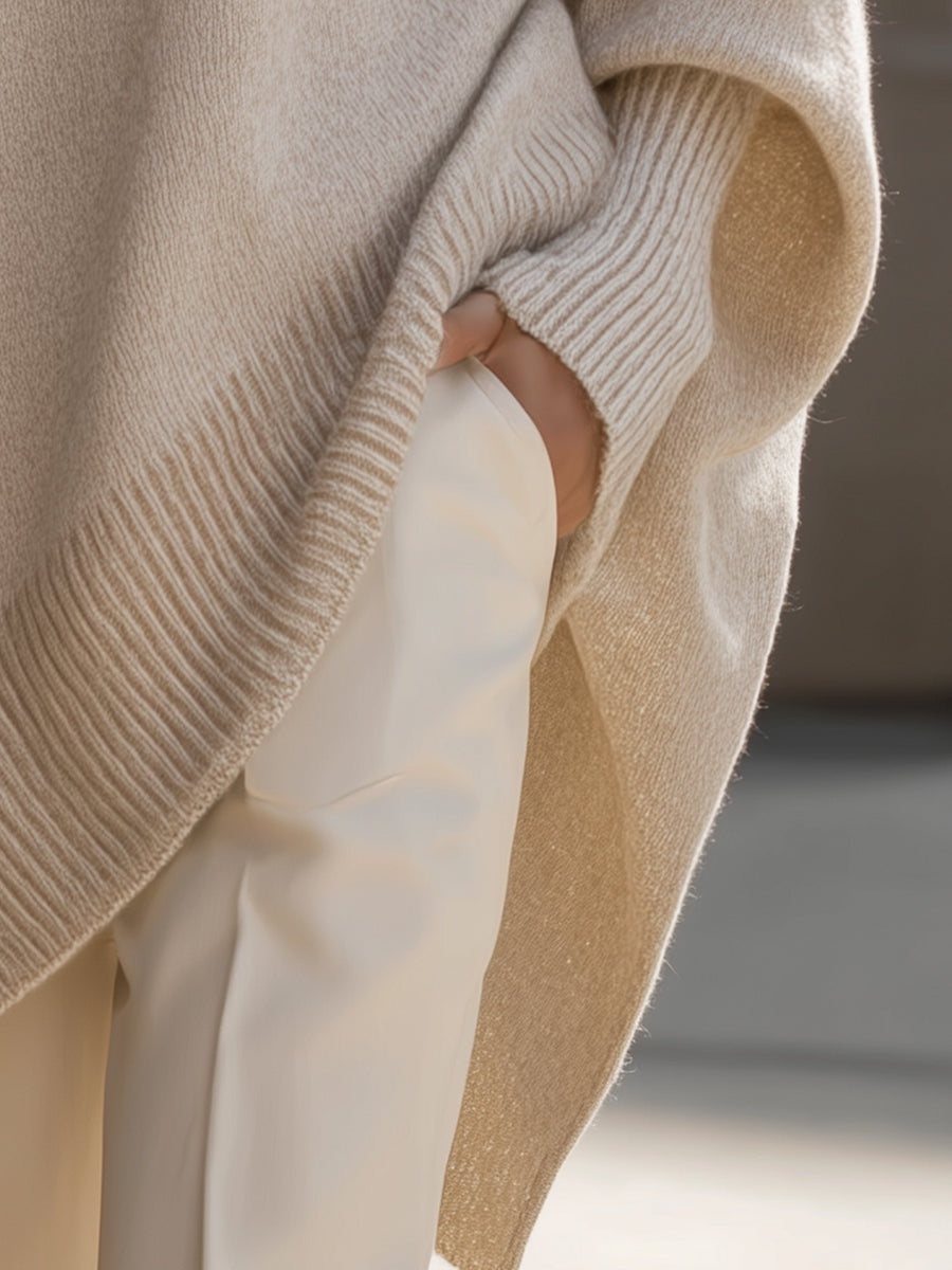 Covadonga | Jersey Oversize Asimétrico de Punto Mujer Cuello Redondo