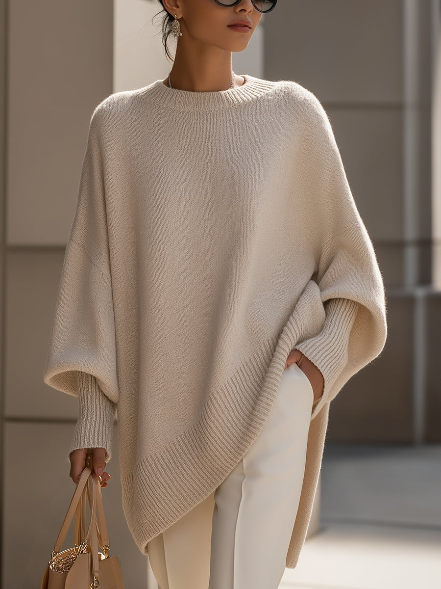 Covadonga | Jersey Oversize Asimétrico de Punto Mujer Cuello Redondo