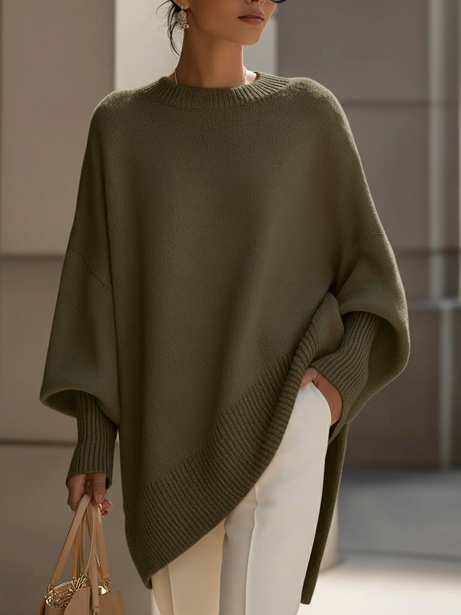 Covadonga | Jersey Oversize Asimétrico de Punto Mujer Cuello Redondo