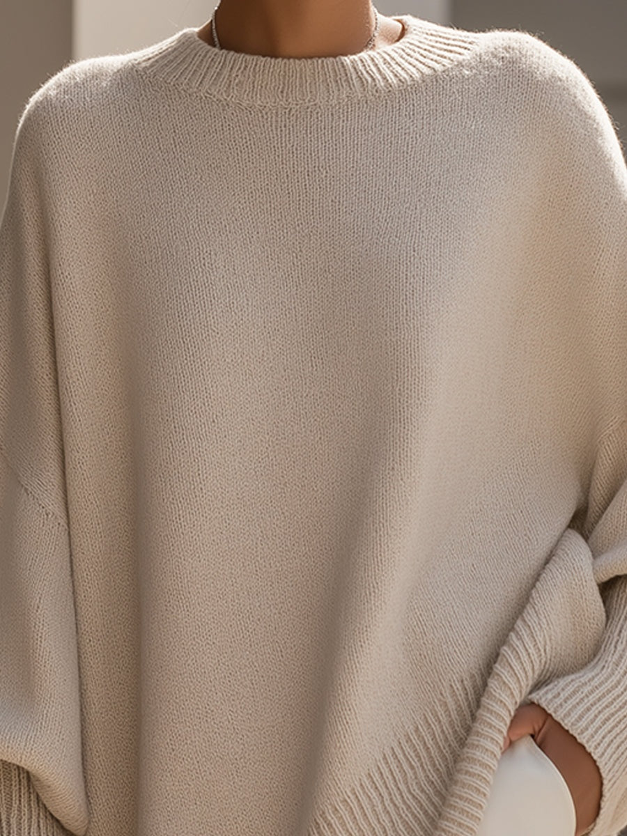 Covadonga | Jersey Oversize Asimétrico de Punto Mujer Cuello Redondo