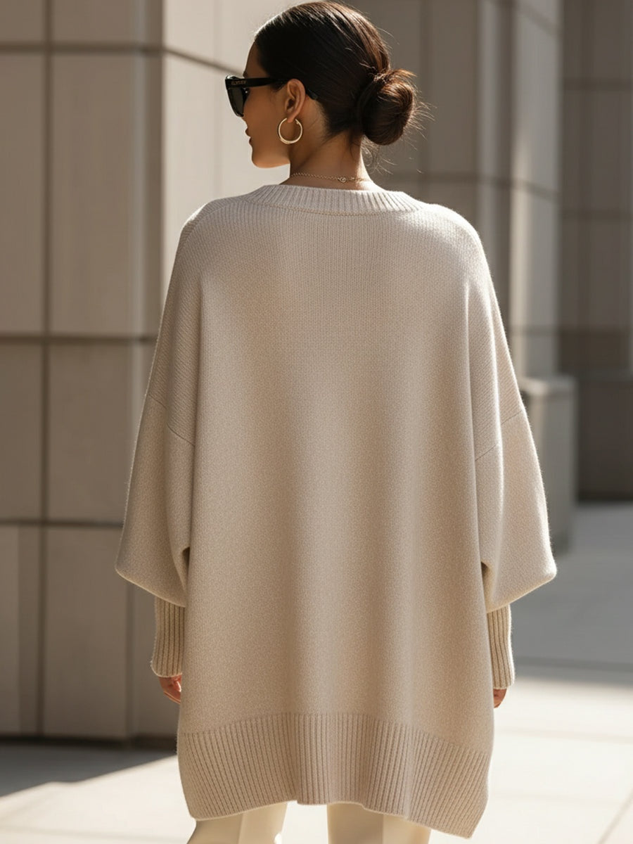 Covadonga | Jersey Oversize Asimétrico de Punto Mujer Cuello Redondo