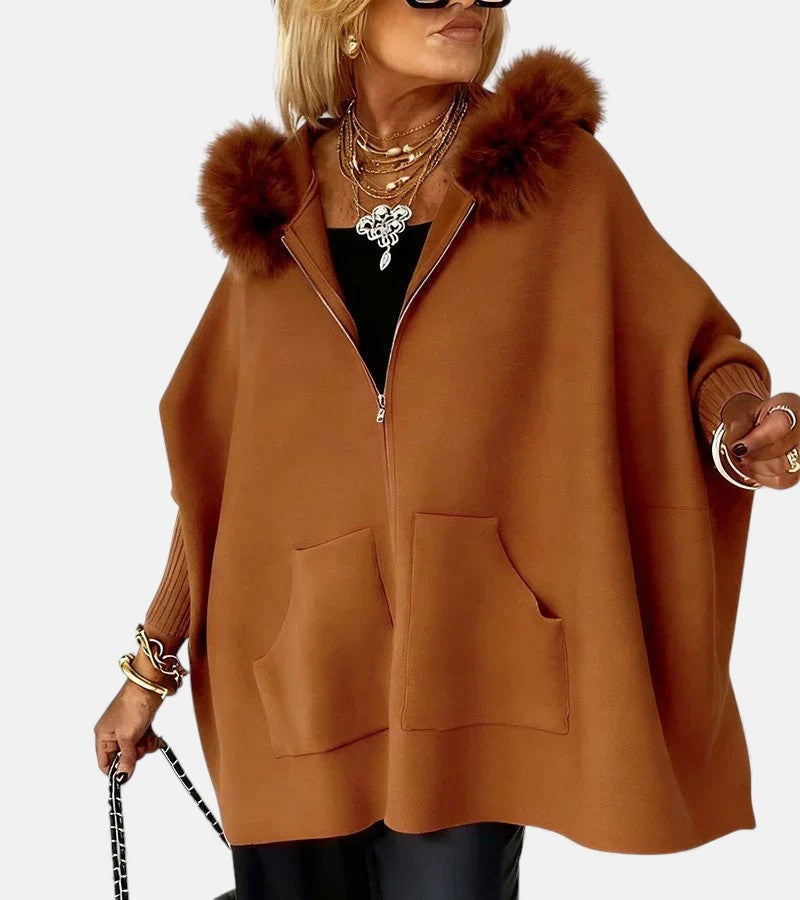 Covadonga | Sudadera con Capucha y Cremallera Oversize Mujer Pelo Bolsillos