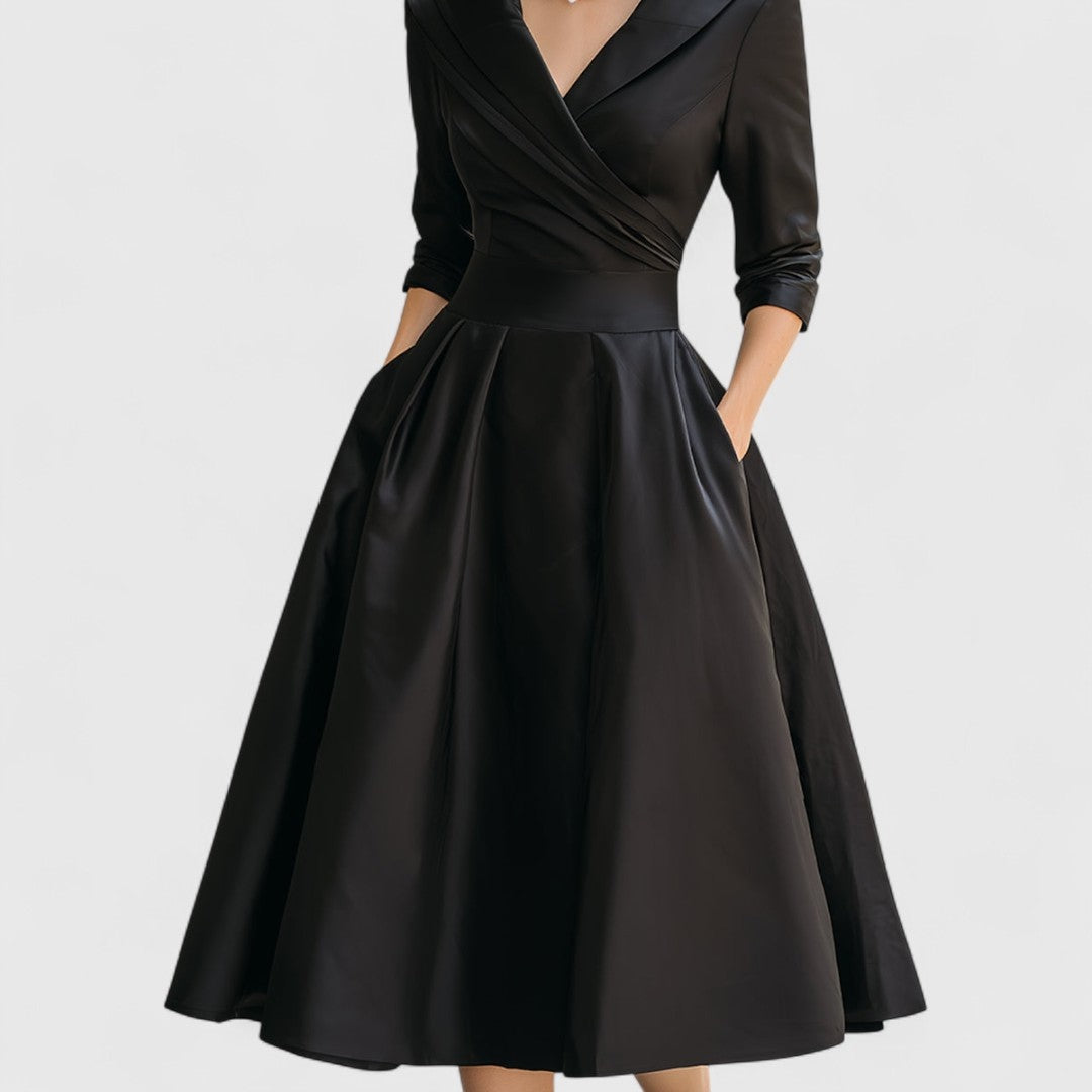 Covadonga | Vestido Midi de Novia Sencillo Mujer Manga 3/4 Falda Evasé