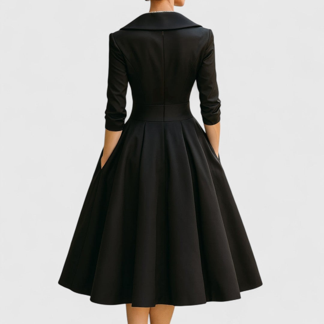 Covadonga | Vestido Midi de Novia Sencillo Mujer Manga 3/4 Falda Evasé