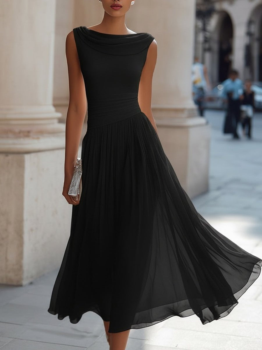 Covadonga | Vestido Midi Drapeado Sin Mangas Mujer Plisado