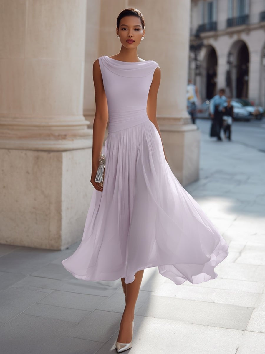 Covadonga | Vestido Midi Drapeado Sin Mangas Mujer Plisado