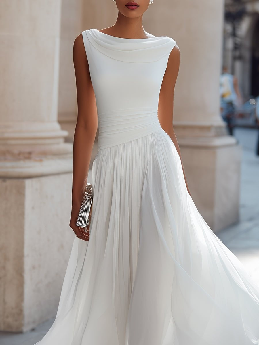 Covadonga | Vestido Midi Drapeado Sin Mangas Mujer Plisado