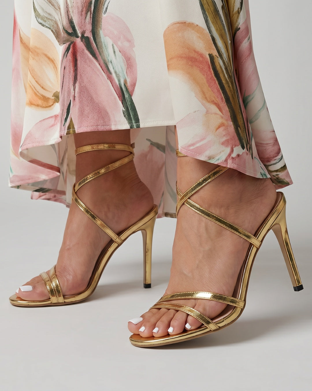 Cristina | Sandalias de Tacón Stiletto con Tiras Metálicas Mujer
