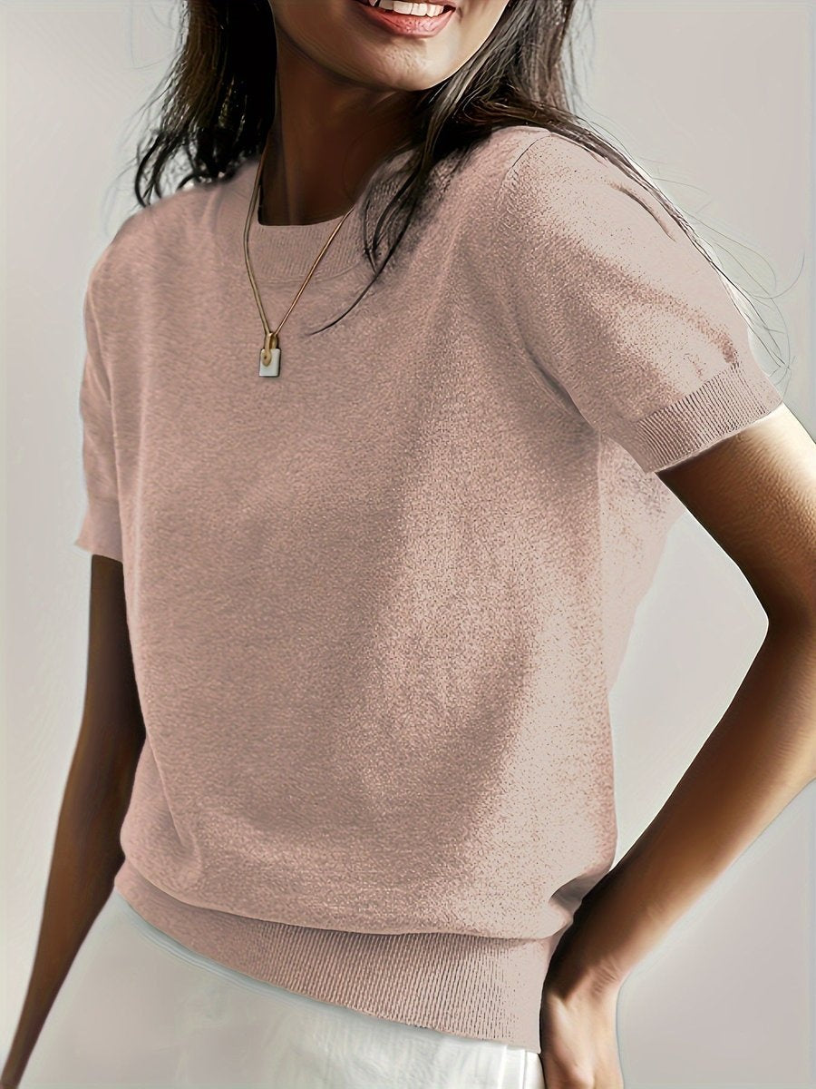 Daniela | Jersey Fino de Punto Mujer Cuello Redondo Manga Corta