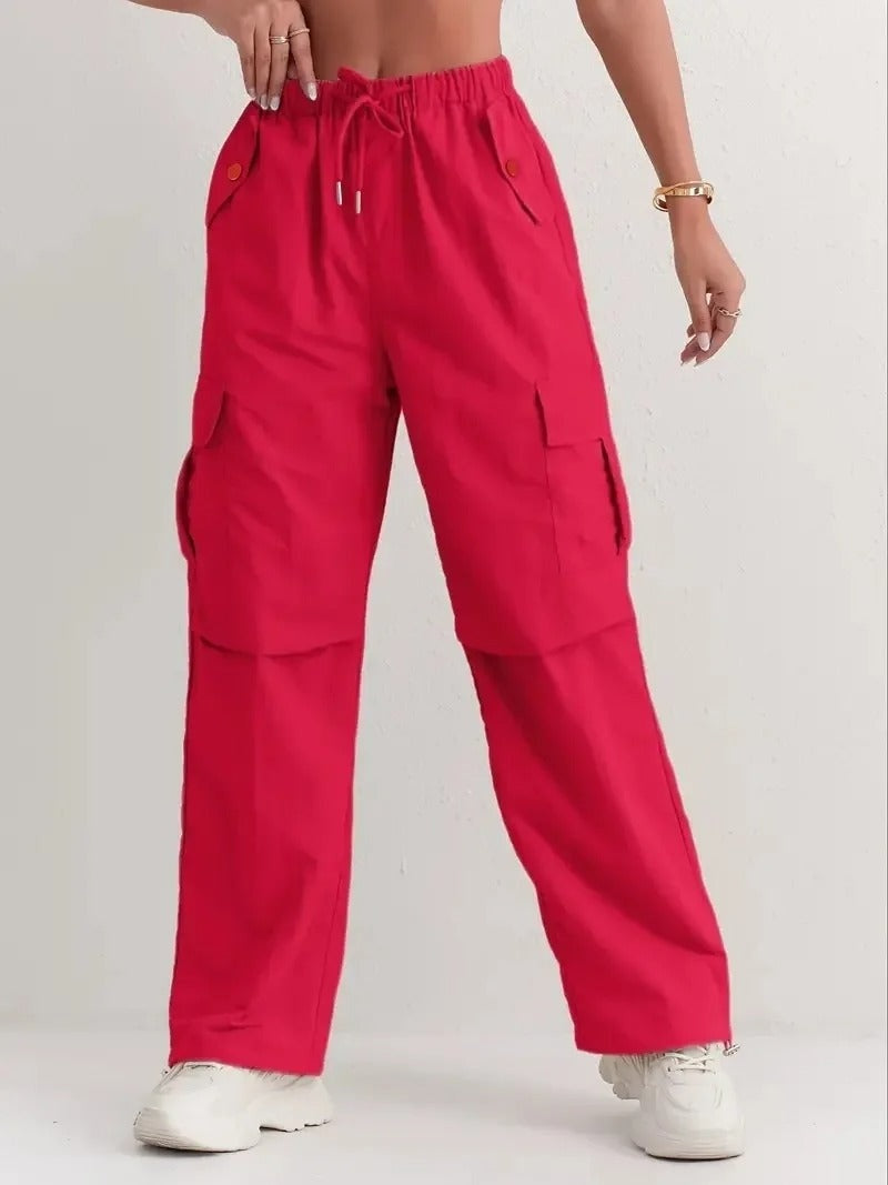 Daniela | Pantalones Cargo Mujer Cintura Elástica con Bolsillos