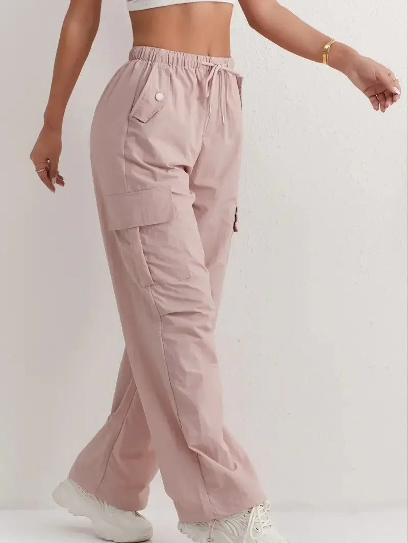Daniela | Pantalones Cargo Mujer Cintura Elástica con Bolsillos