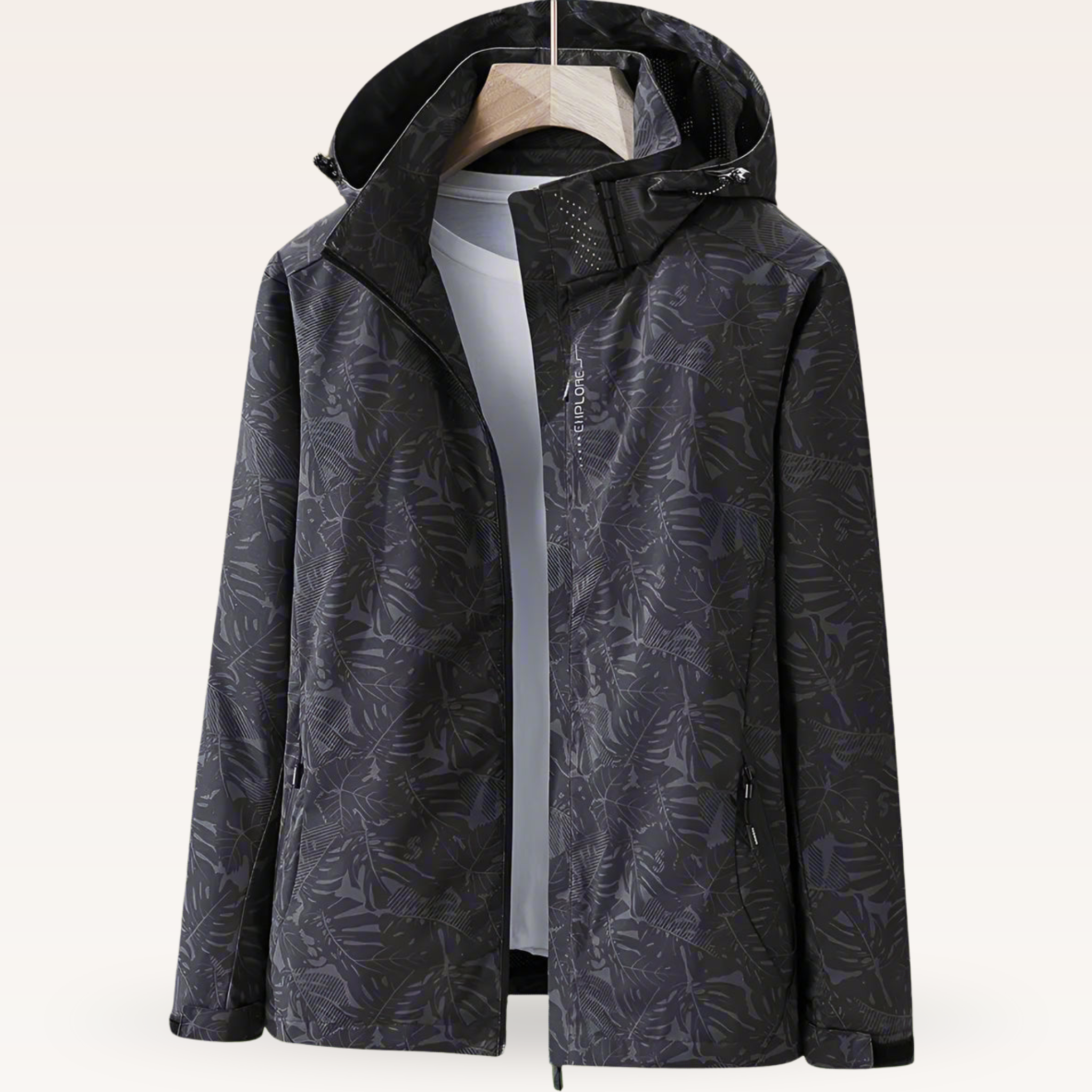Darío | Chaqueta Cortavientos Estampada con Capucha Hombre Cremallera