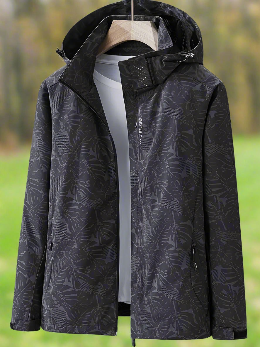 Darío | Chaqueta Cortavientos Estampada con Capucha Hombre Cremallera