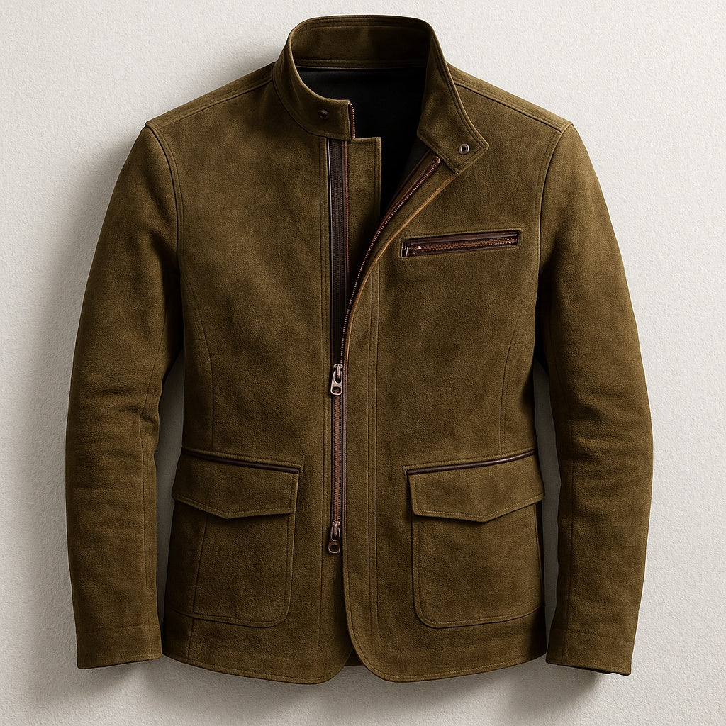 Darío | Chaqueta de Ante Hombre Cuello Alto Bolsillos