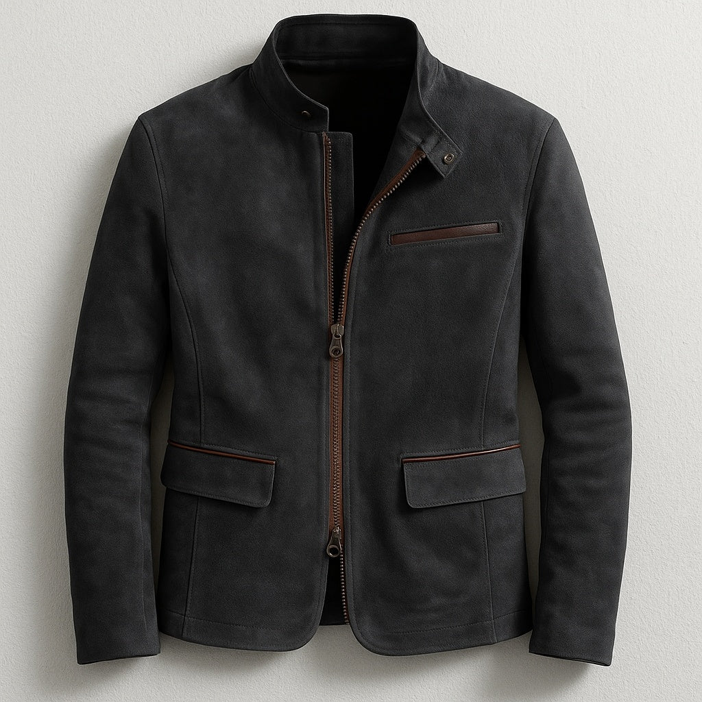 Darío | Chaqueta de Ante Hombre Cuello Alto Bolsillos