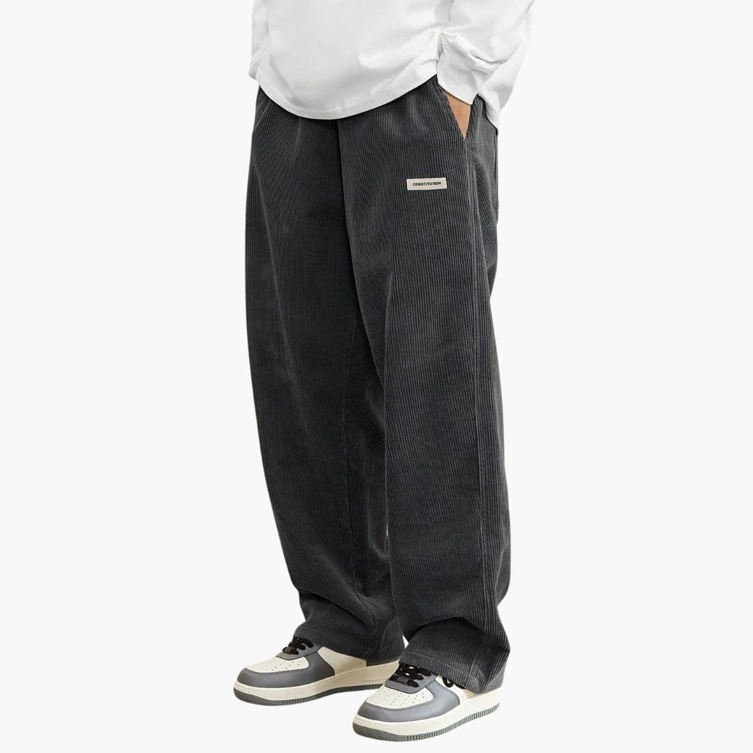 Darío | Pantalón de Pana Pierna Ancha Hombre Cintura Elástica Cordón