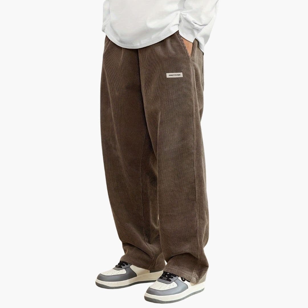 Darío | Pantalón de Pana Pierna Ancha Hombre Cintura Elástica Cordón