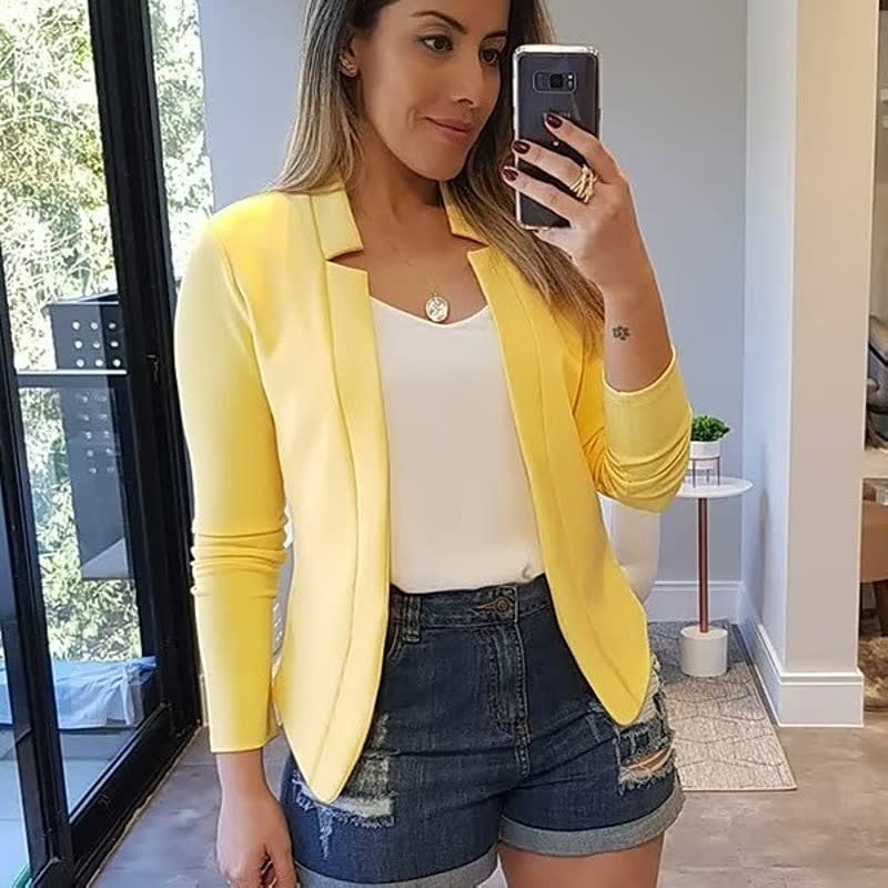 Delia | Chaqueta Americana de Manga Larga Mujer Cuello Solapa