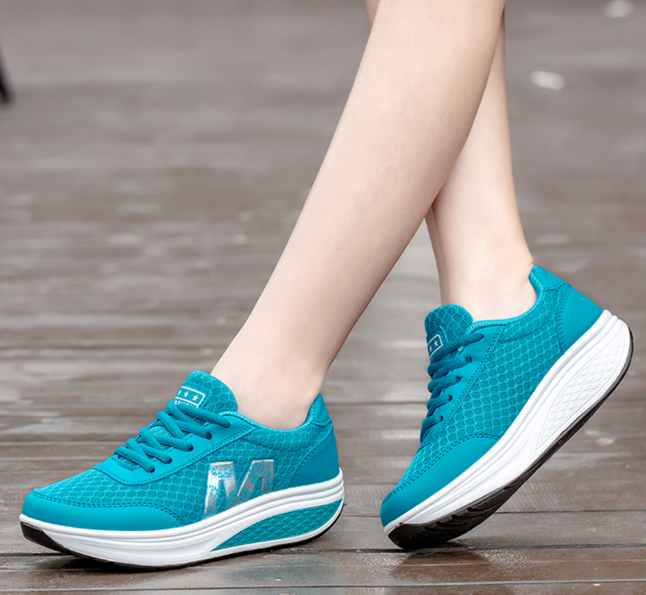 Delia | Zapatillas de Deporte con Plataforma Mujer Suela Toning