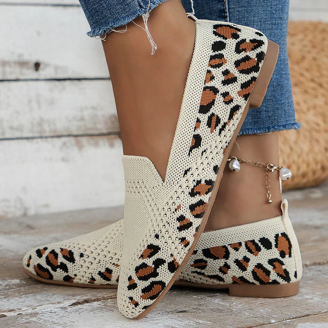 Delia | Zapatos Planos de Punto Calado Mujer Punta Cuadrada