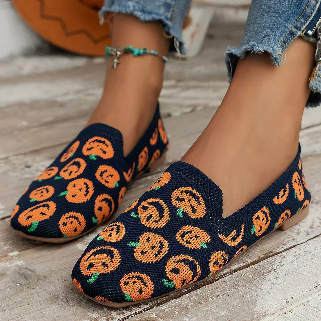 Delia | Zapatos Planos de Punto Calado Mujer Punta Cuadrada
