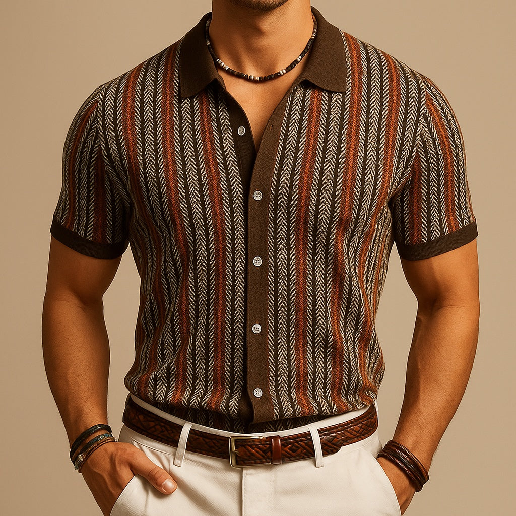 Diego | Camisa Estampada de Manga Corta Hombre Botones