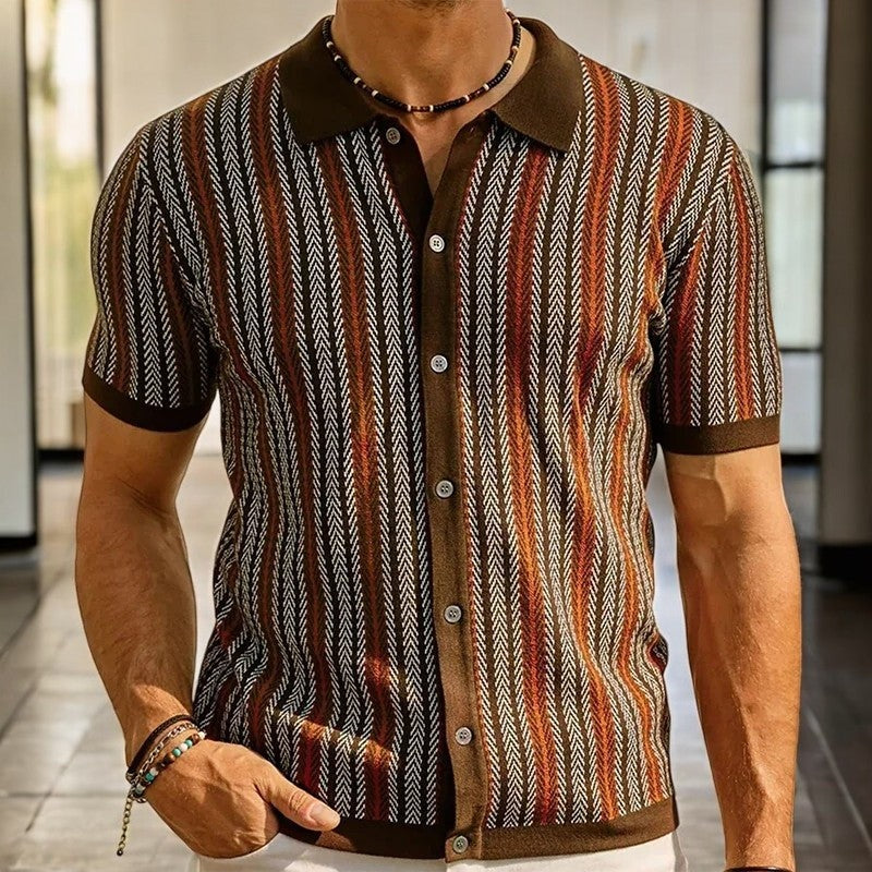 Diego | Camisa Estampada de Manga Corta Hombre Botones