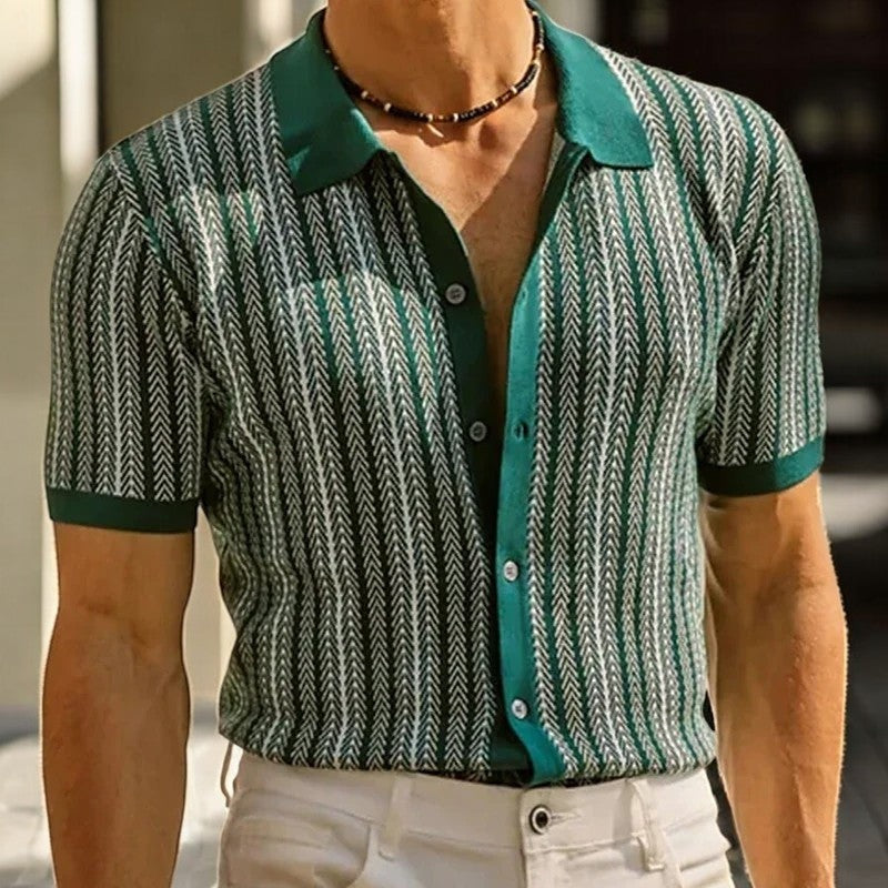 Diego | Camisa Estampada de Manga Corta Hombre Botones