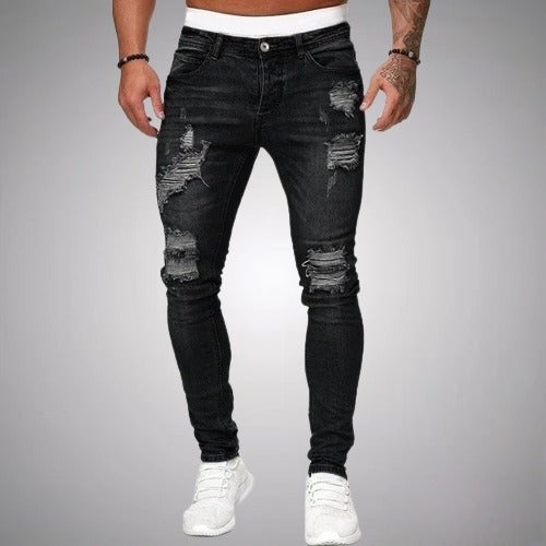 Diego | Pantalones Vaqueros Skinny Rotos Hombre Cintura Media