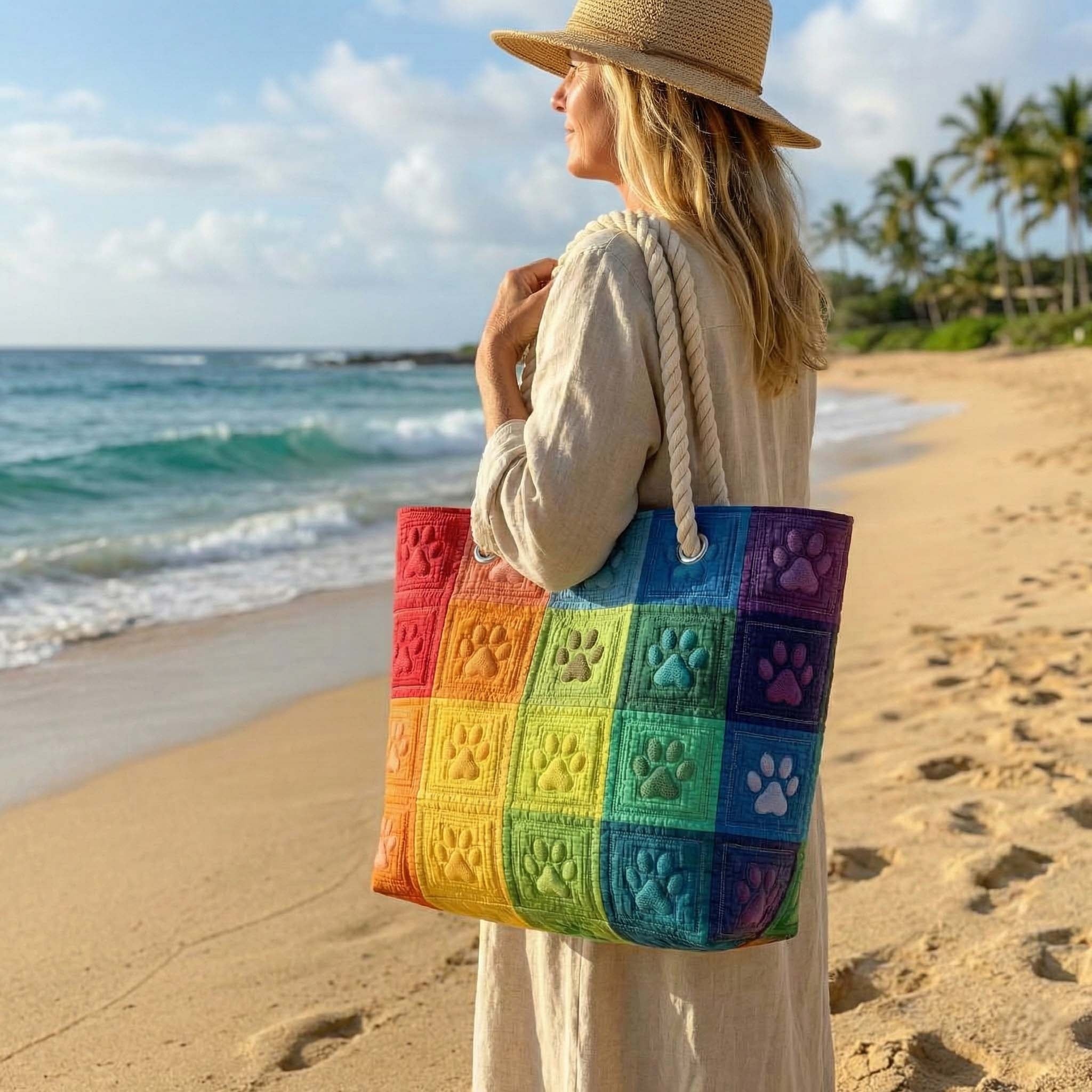 Dolores | Bolso Tote Acolchado Estampado Africano Mujer Asas de Cuerda