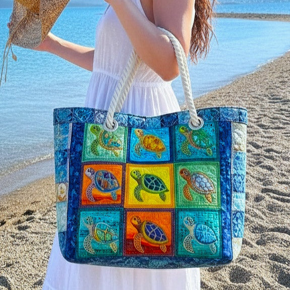 Dolores | Bolso Tote Acolchado Estampado Africano Mujer Asas de Cuerda