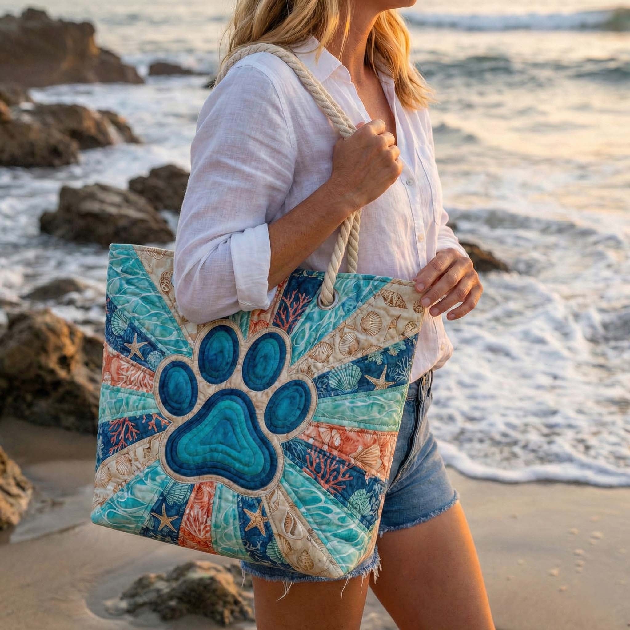 Dolores | Bolso Tote Acolchado Estampado Africano Mujer Asas de Cuerda