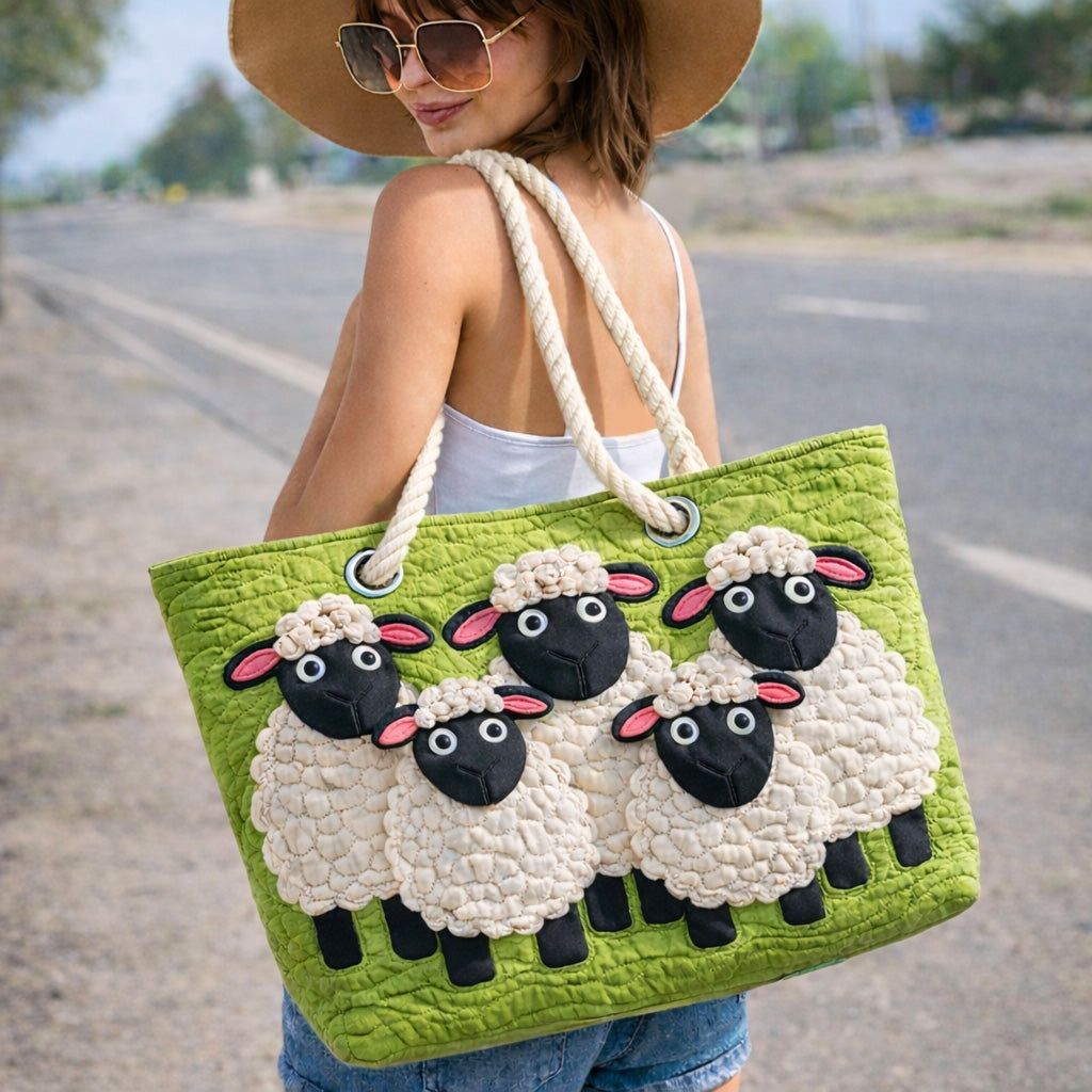 Dolores | Bolso Tote Acolchado Estampado Africano Mujer Asas de Cuerda