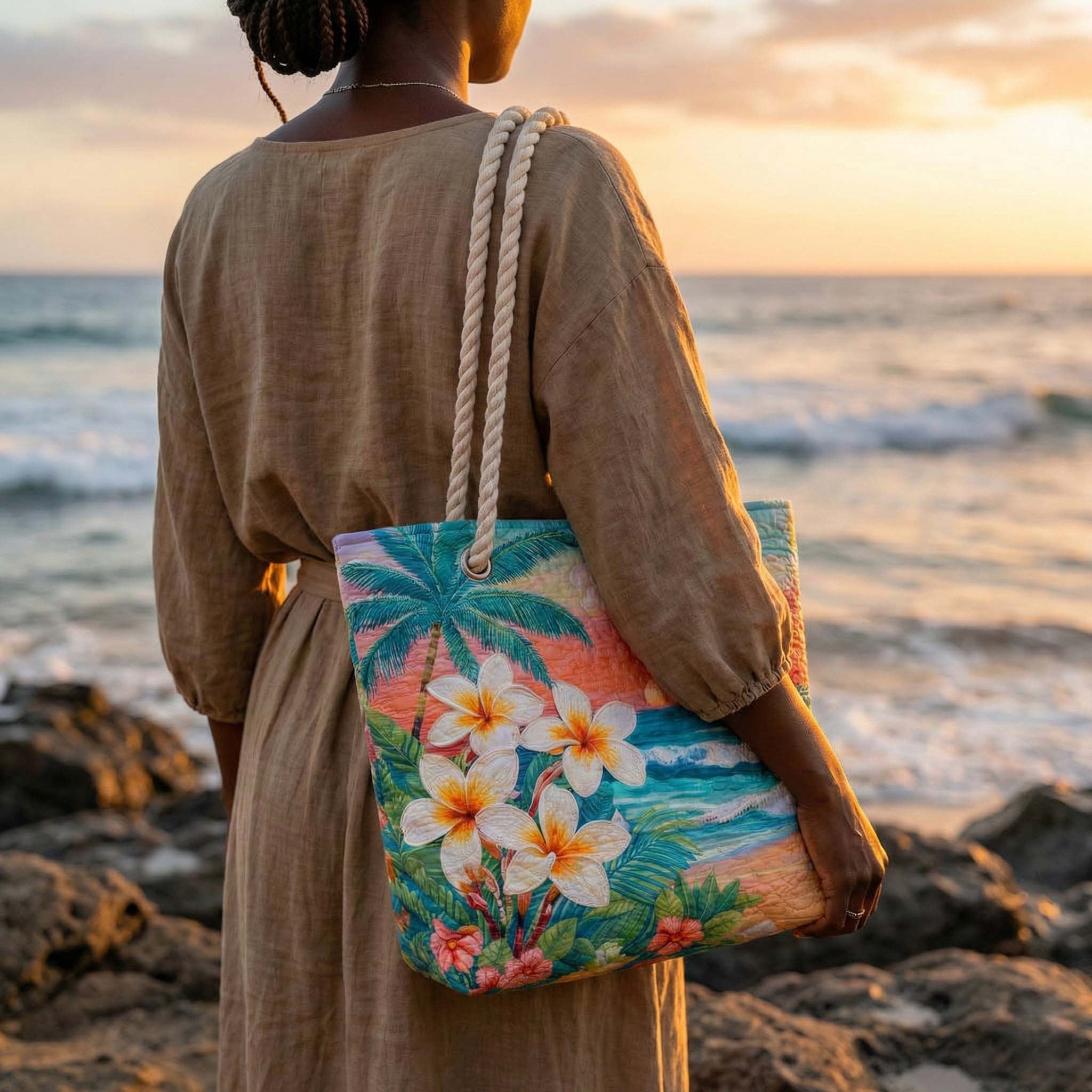 Dolores | Bolso Tote Acolchado Estampado Africano Mujer Asas de Cuerda
