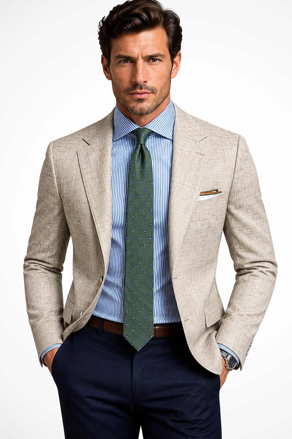 Eduardo | Blazer de Lino Texturizado Hombre Solapa Pico