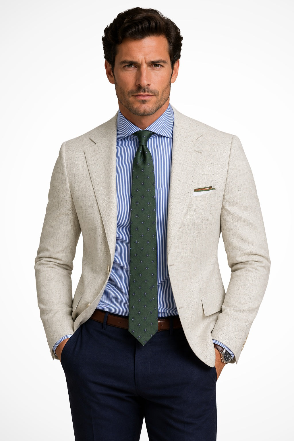 Eduardo | Blazer de Lino Texturizado Hombre Solapa Pico